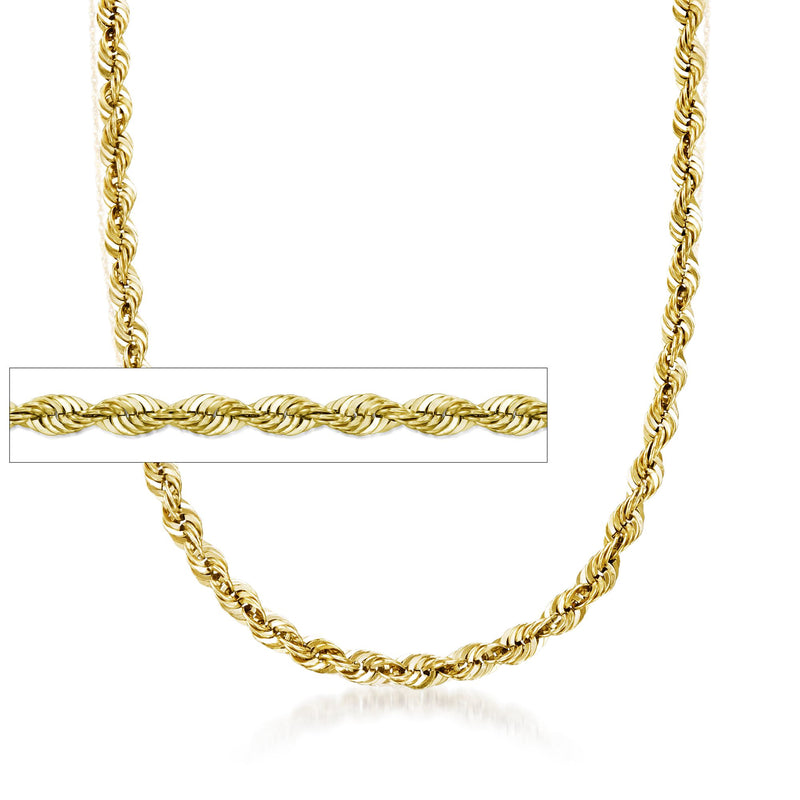 Gold over sterling silver rope chain necklace, twisted rope links, 5.8mm.
