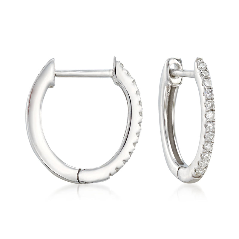 14kt white gold diamond huggie hoop earrings