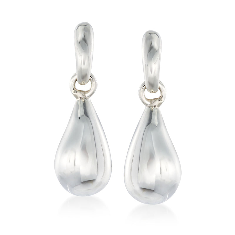 Zina sterling silver teardrop drop earrings, polished with loop tops