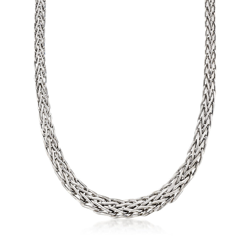 Sterling silver wheat-link chain necklace with graduated links