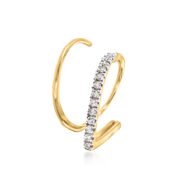 14kt yellow gold diamond-accented single cuff earring with post back