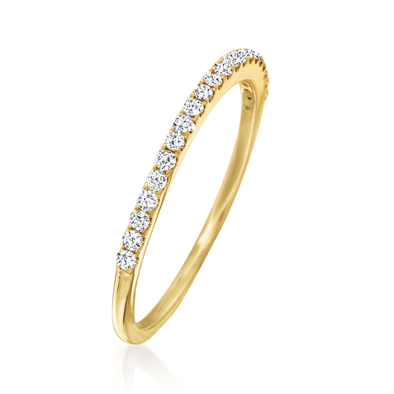 14kt yellow gold diamond ring with pave-set stones, .20 ct. t.w.