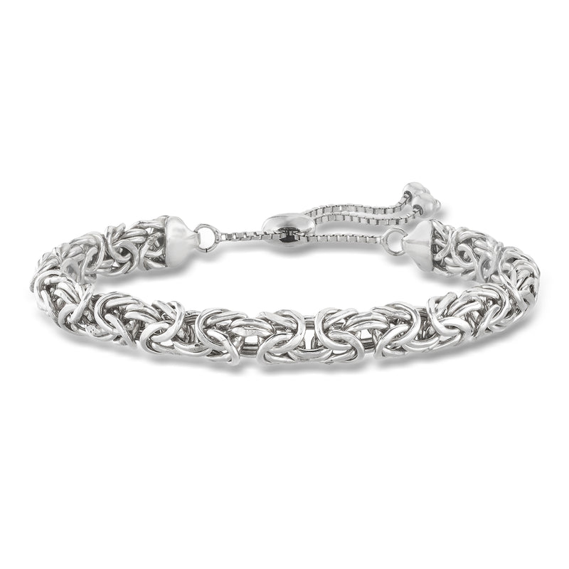 Sterling-silver Byzantine bolo bracelet, link chain with oval end connectors
