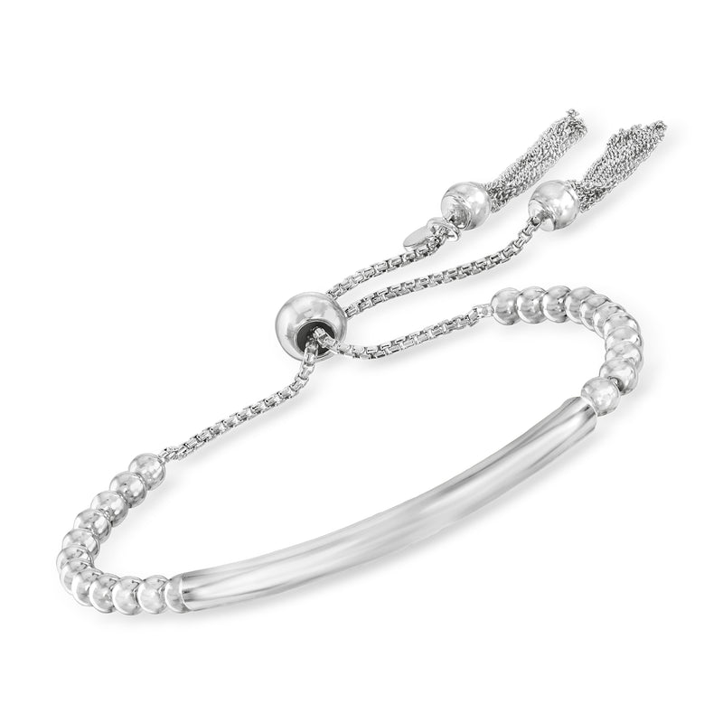 Italian sterling silver bead bolo bracelet with ball bead accents and sliding bolo clasp