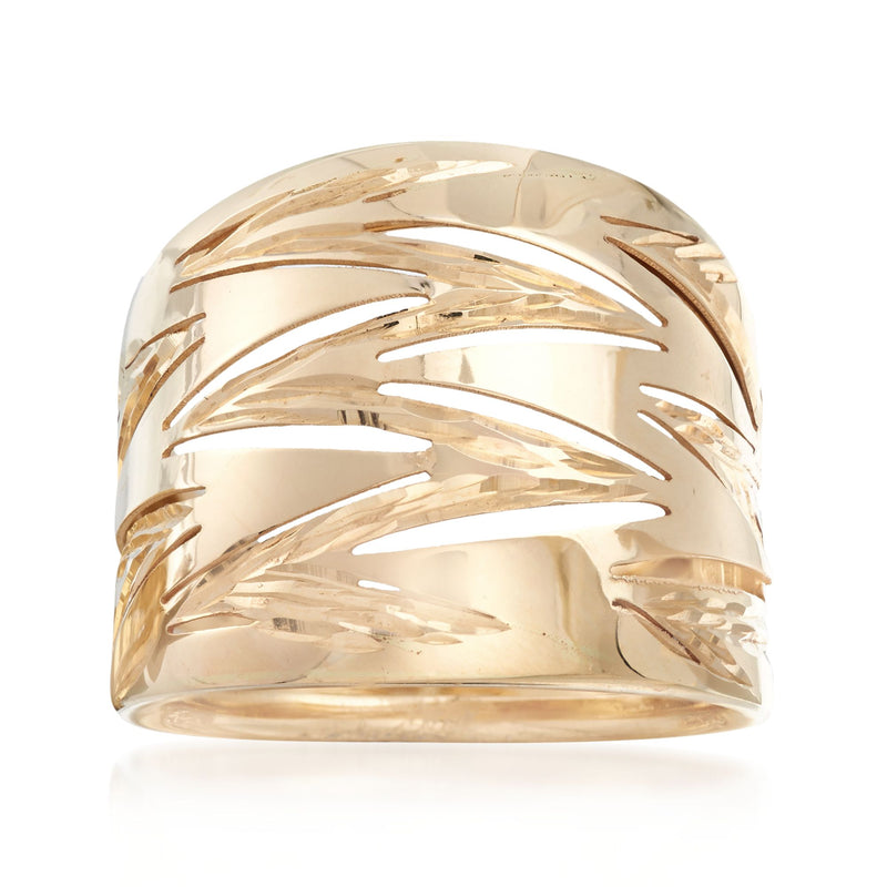 14kt yellow gold wide zigzag ring with polished high-shine finish