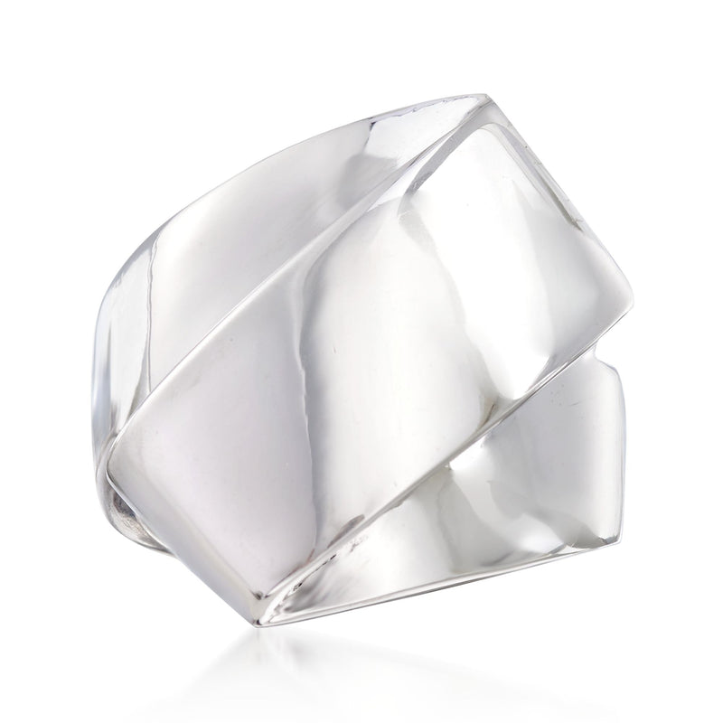 Sterling silver folded ring with smooth, mirror finish