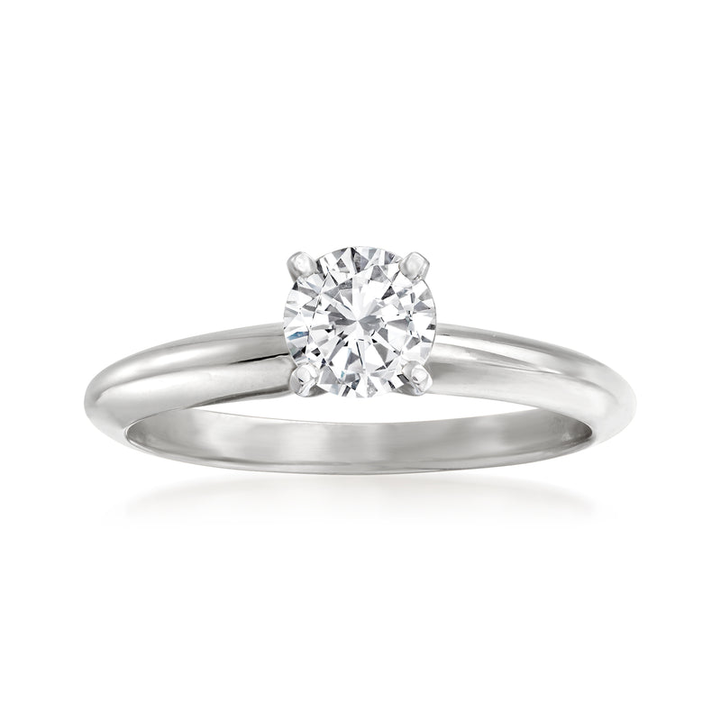 14kt white gold solitaire diamond ring with round center stone