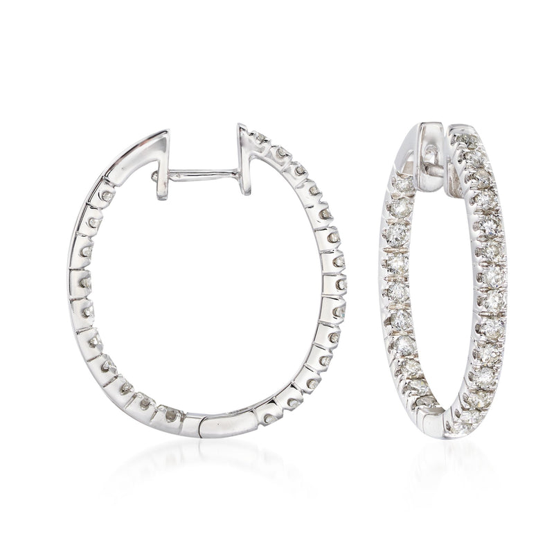 Diamond inside-outside hoop earrings in 14kt white gold