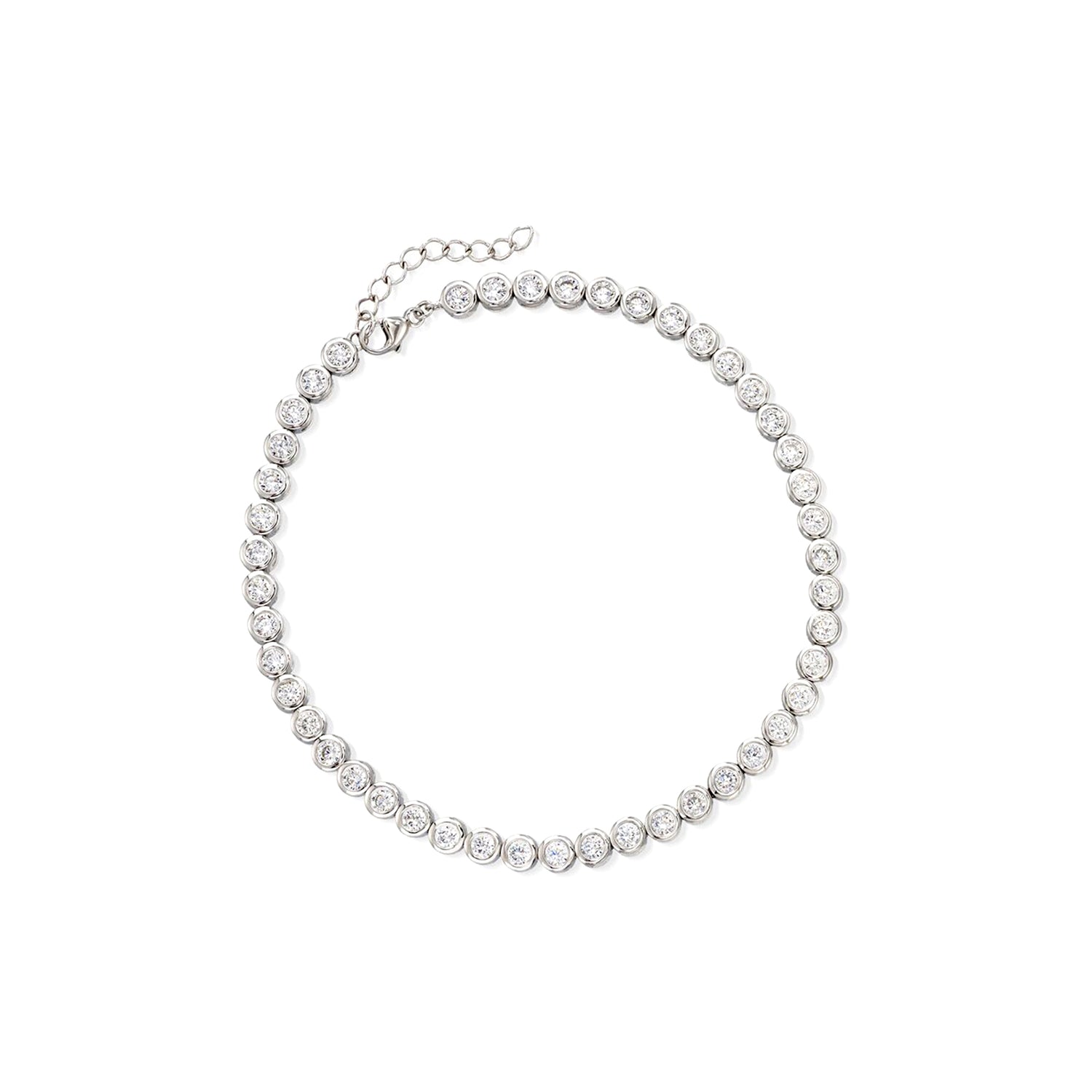 4.70 ct. t.w. Bezel-Set CZ Tennis Anklet in Sterling Silver