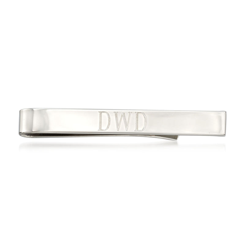 Sterling silver monogram tie bar with DWD engraving