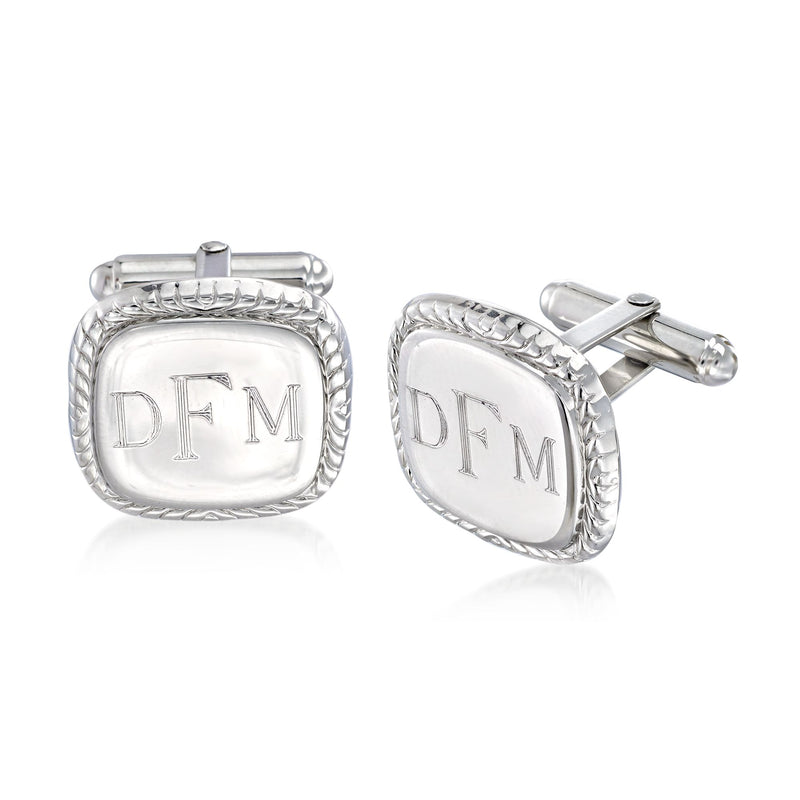 Sterling silver cushion cuff links with DFM monogram