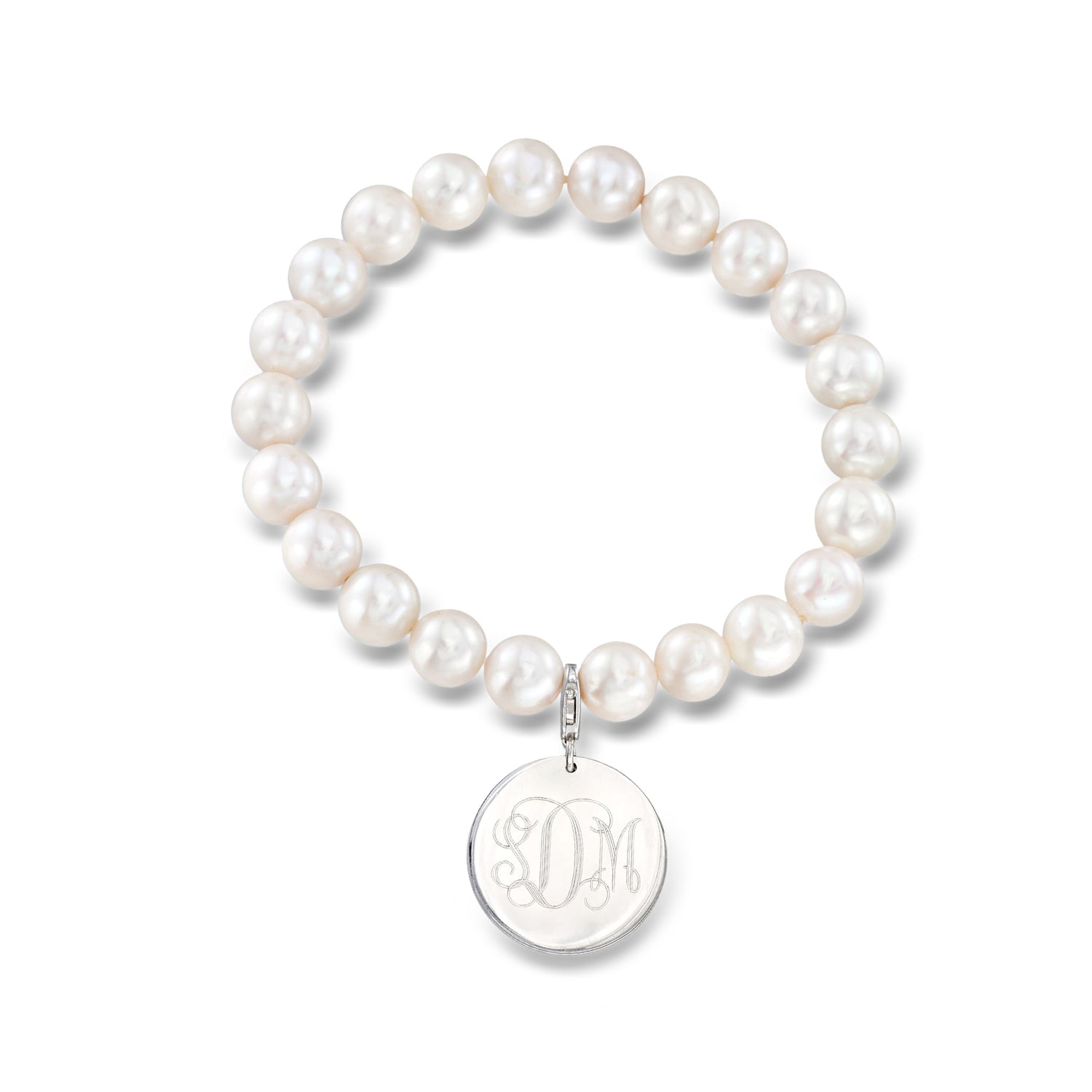 8-8.5mm Cultured Pearl Bracelet with Removable Sterling Silver Personalized Disc Charm