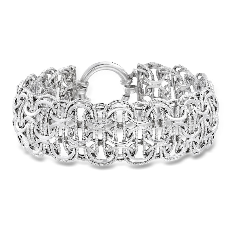 Sterling silver multi-circle link bracelet with round clasp