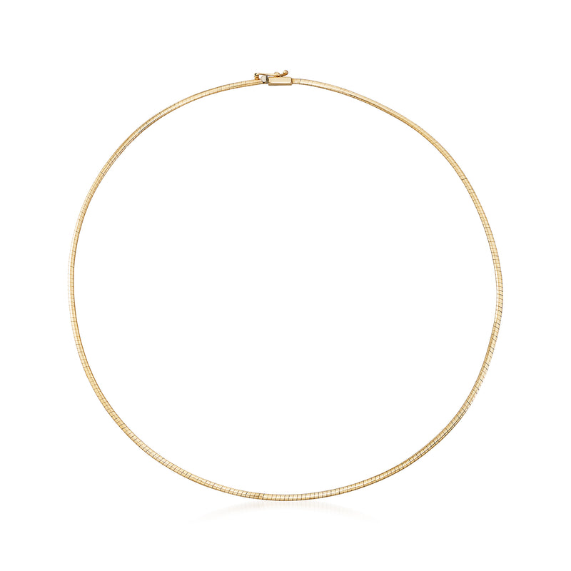 14kt yellow gold omega-link necklace with slim round chain and clasp