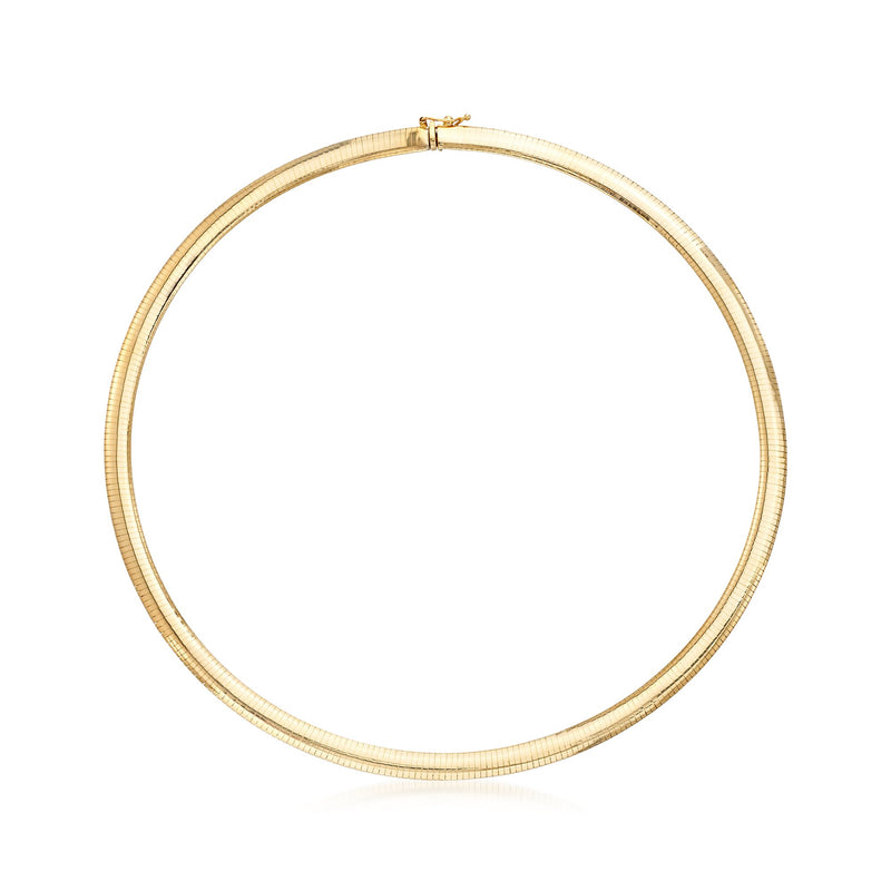 18kt yellow gold omega necklace, fine round link chain