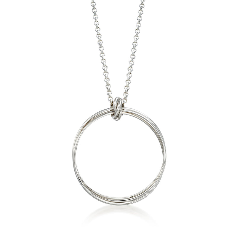 Sterling silver rolling rings pendant necklace with round ring drop