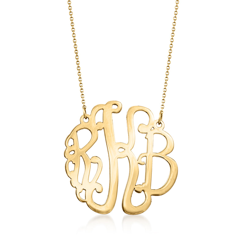 14kt yellow gold monogram necklace with linked pendant letter design