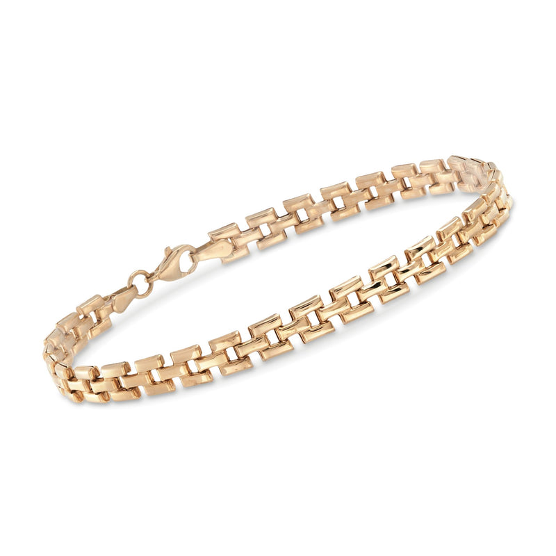 14kt yellow gold panther-link bracelet with hinged clasp and polished geometric links