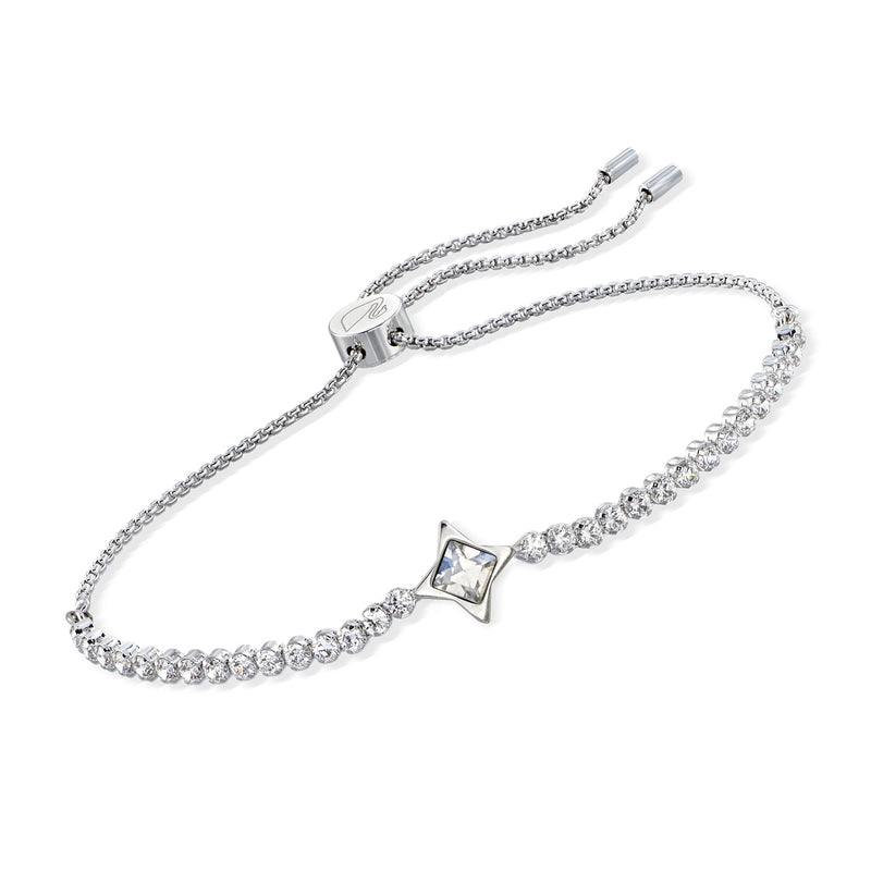 Swarovski Subtle Star silvertone crystal bolo bracelet with star charm