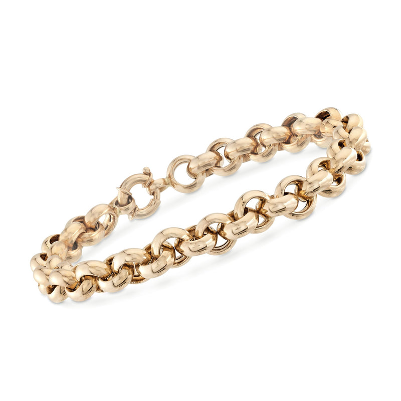 14kt yellow gold rolo-link bracelet with chunky oval chain links