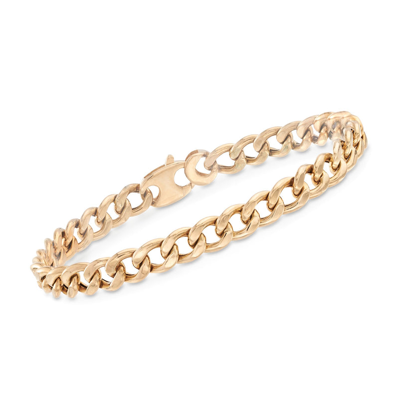 14kt yellow gold Cuban-link bracelet with interlocking oval chain links