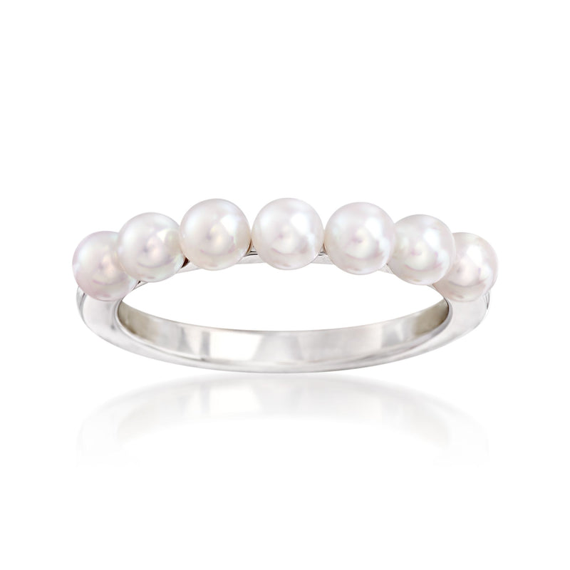 Akoya pearl ring with five 3.5mm round pearls on 18kt white gold band