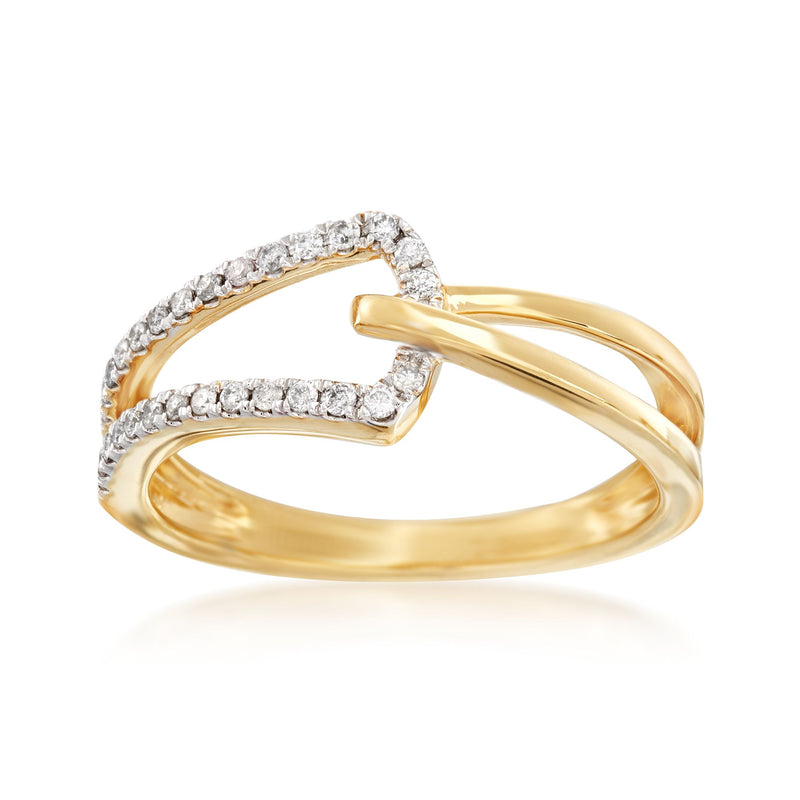 14kt yellow gold interlocking open-space ring with diamond accents