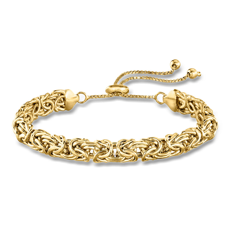 Gold over sterling silver Byzantine bolo bracelet with twisted link chain and clasp
