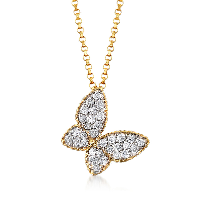 Roberto Coin 18kt yellow gold diamond butterfly necklace with .25 ct t.w. sparkle