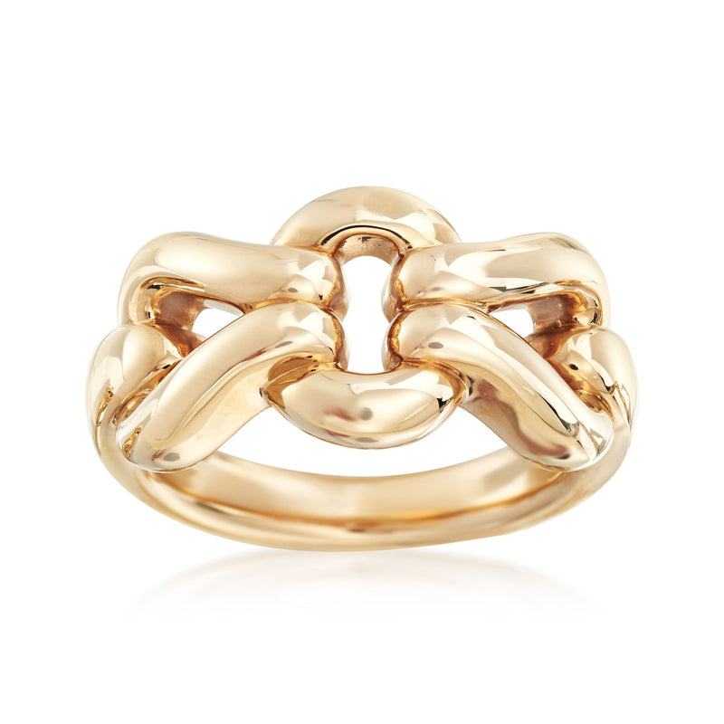 14kt yellow gold interlocking link ring with polished rounded links
