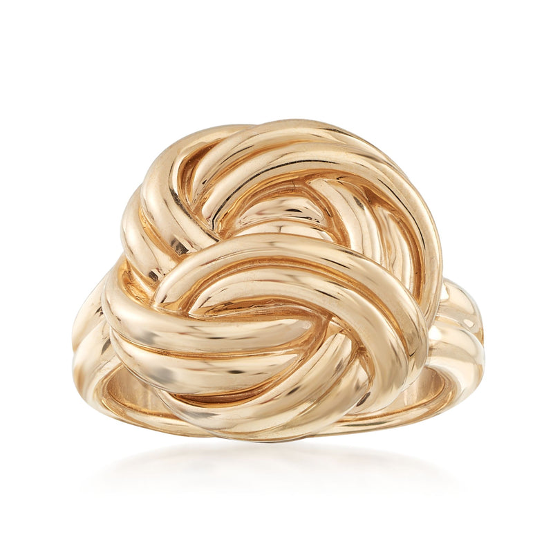 14kt yellow gold knot ring, braided swirl design, polished finish