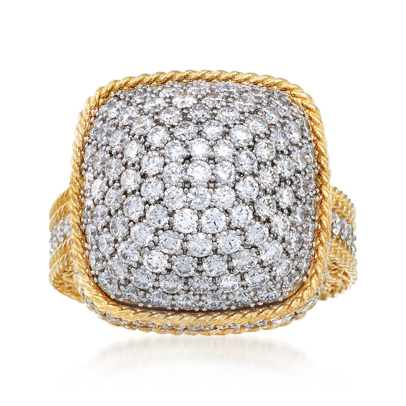 Roberto Coin Barocco diamond square-top dome ring in yellow gold