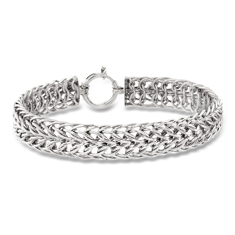 Sterling silver chain link bracelet with round clasp
