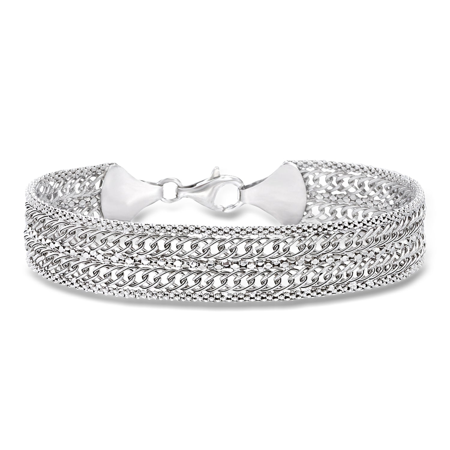 Italian Sterling Silver PopcornChain and CurbLink Bracelet