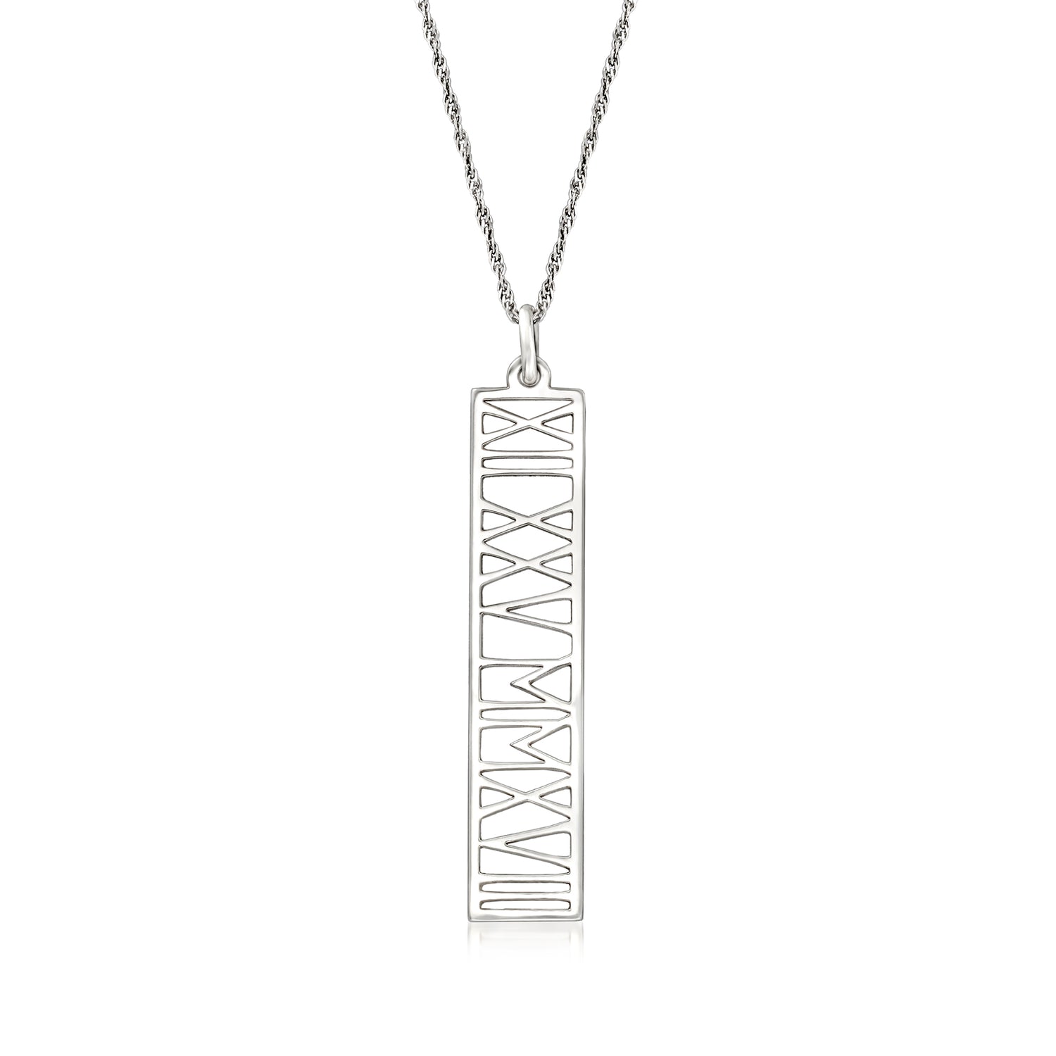 Sterling Silver Personalized Roman Numeral Date Pendant Necklace