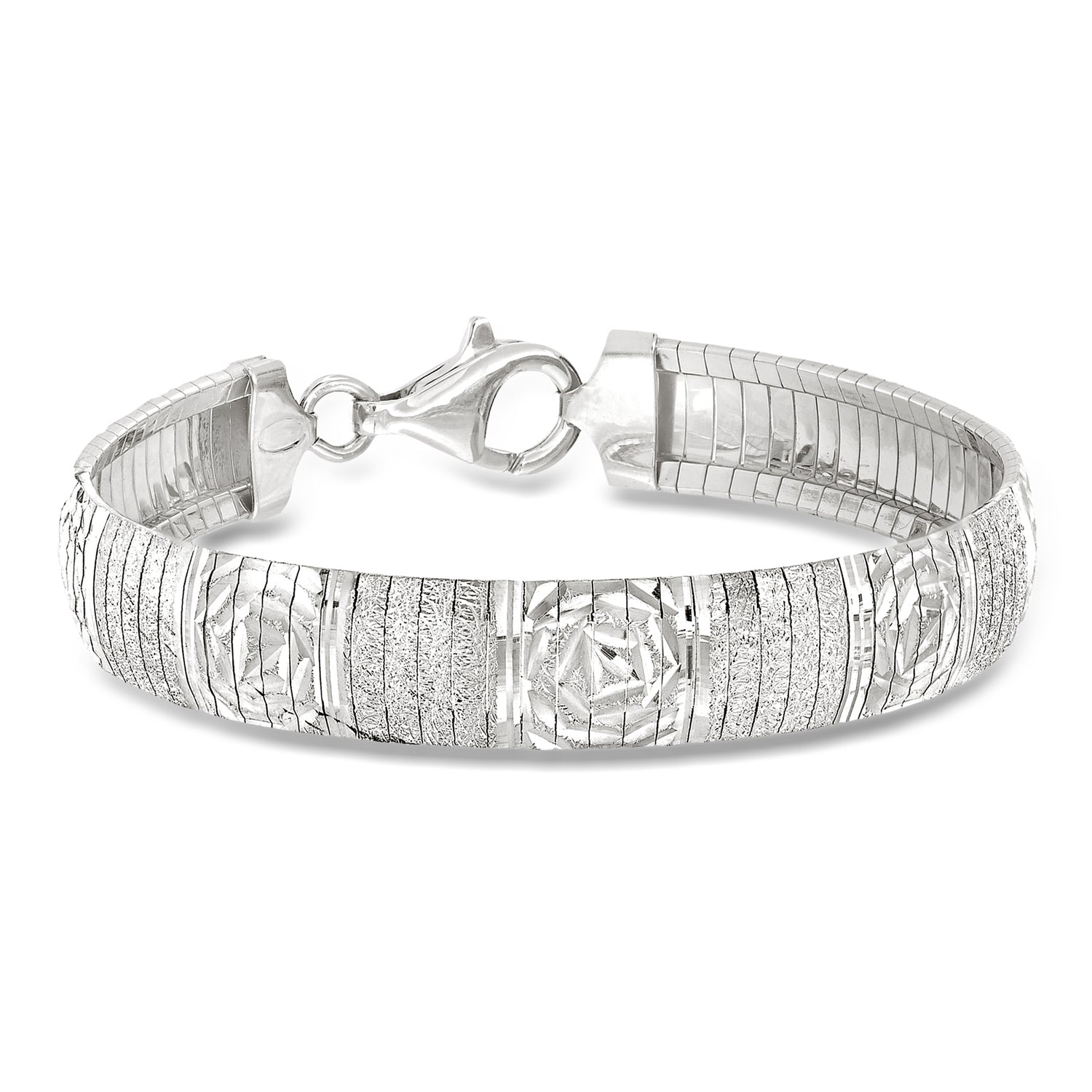 Italian Sterling Silver Diamond-Cut Omega Bracelet