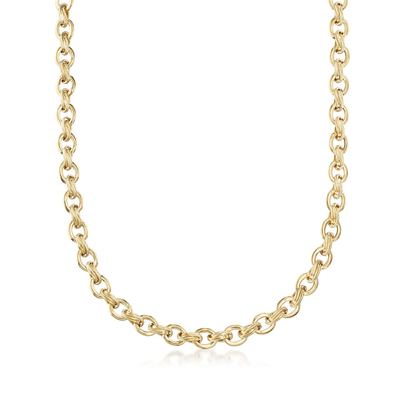 18kt yellow gold oval-link chain necklace with polished interlocking links