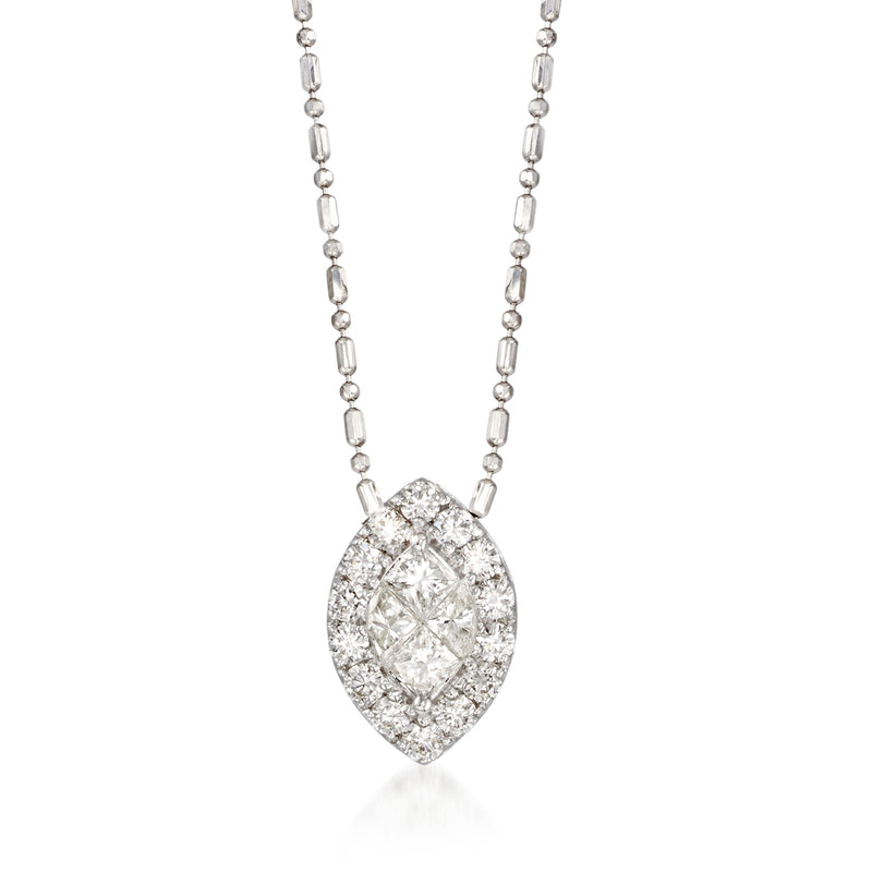 Marquise-shaped diamond necklace in 14kt white gold