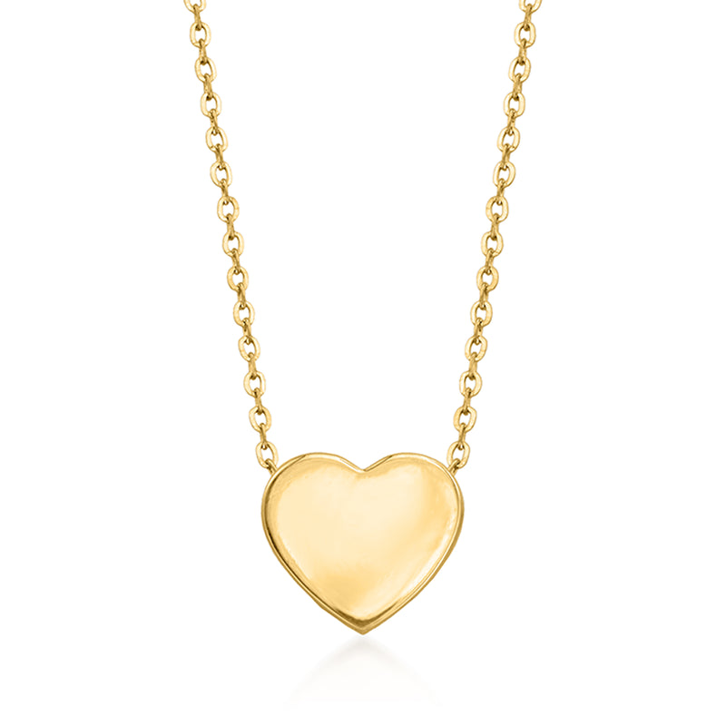 14kt yellow gold heart pendant necklace with polished heart charm
