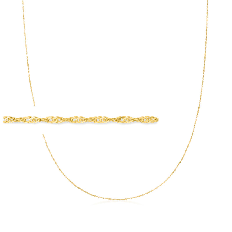 14kt yellow gold Singapore-chain necklace, thin linked chain