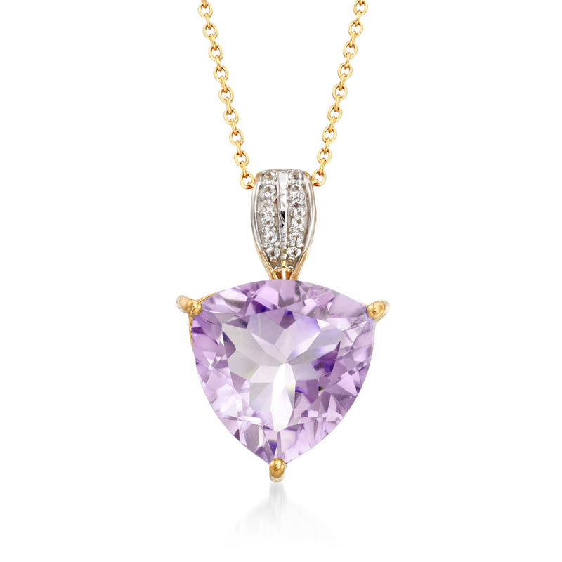 18k gold over sterling pendant necklace with cushion-cut amethyst and white topaz accents