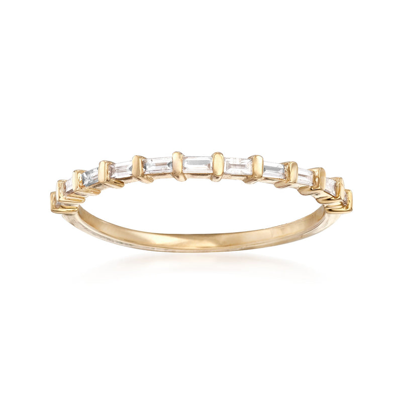 14kt yellow gold diamond baguette band with baguette stone rows
