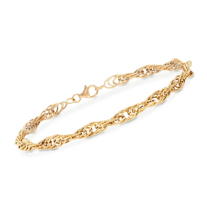18kt yellow gold rope-link bracelet with clasp