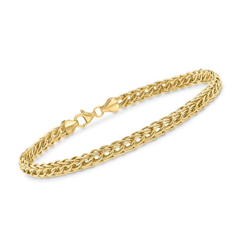 14kt yellow gold braided link bracelet with toggle clasp