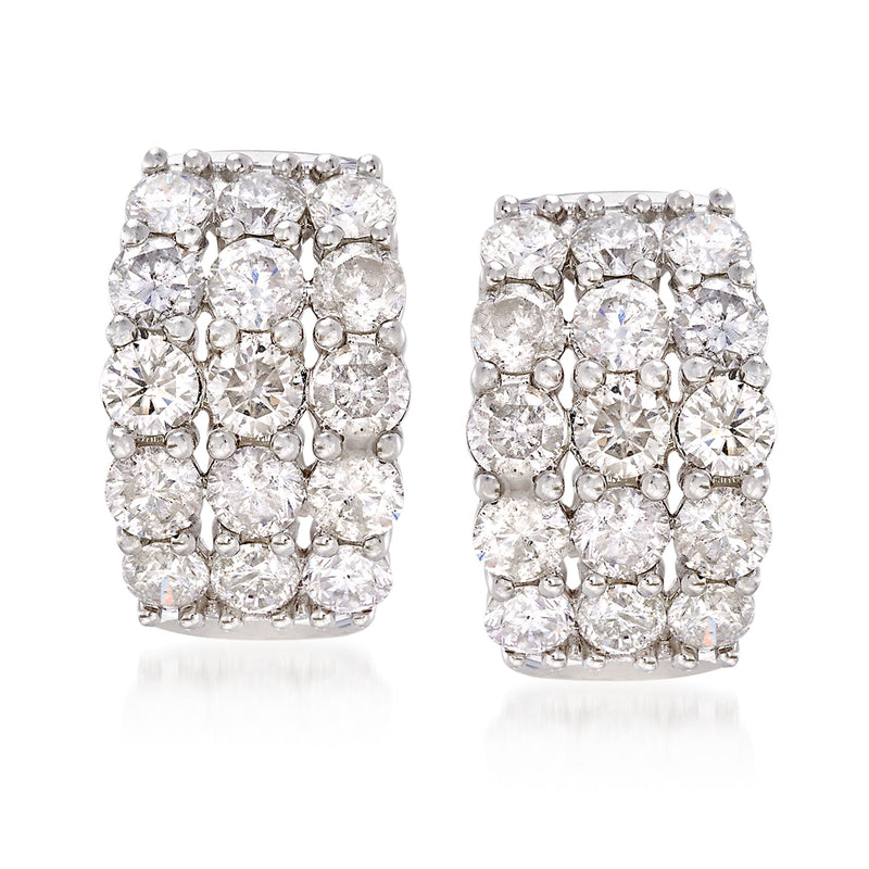 Diamond multi-row hoop earrings in 14kt white gold