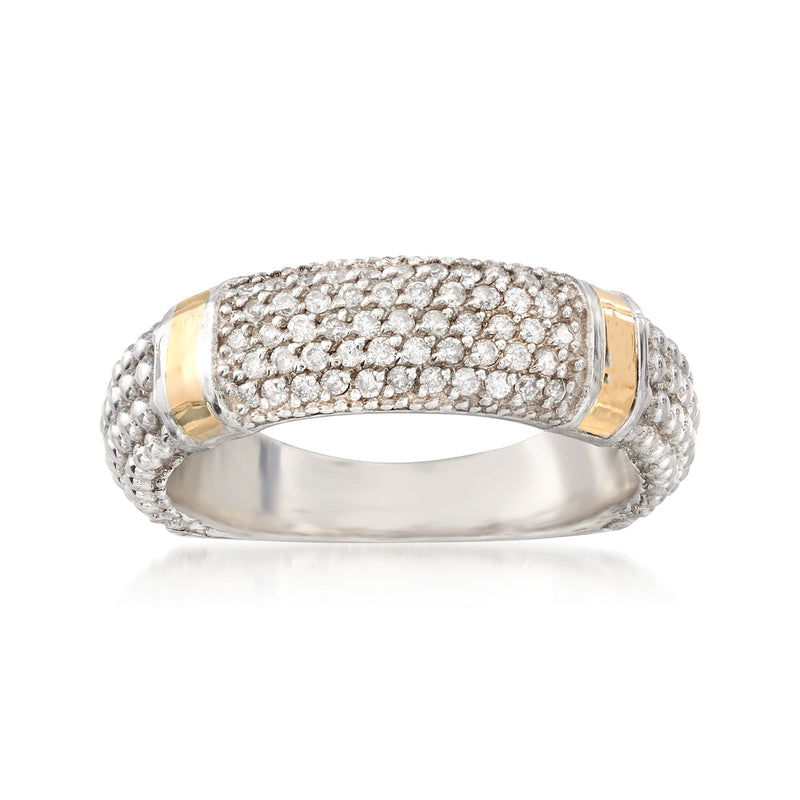 Phillip Gavriel Popcorn diamond ring in sterling silver with 18kt gold accents