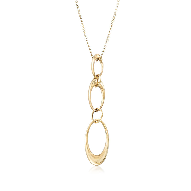 14kt yellow gold oval-link drop necklace with graduated oval pendant, fine chain