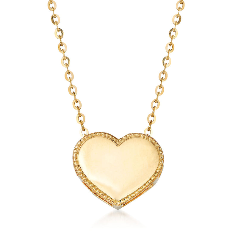 18kt yellow gold heart pendant necklace with polished heart charm and linked chain