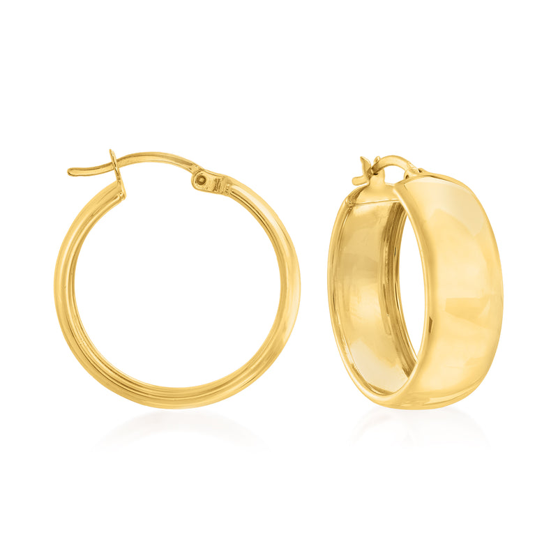 Gold-tone round hoop earrings with hinged clasp