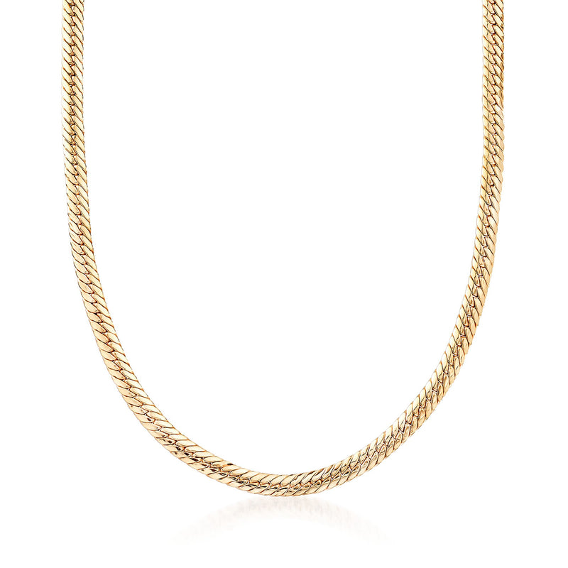Flat Cuban-link chain necklace in yellow gold over sterling silver